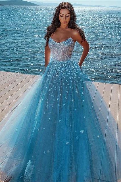 Deal of the Week Elegant sky blue Butterfly Strapless Sweetheart Tulle Sparkle Prom Party Gowns Deal of the Week Elegant sky blue Butterfly Strapless Sweetheart Tulle Sparkle Prom Party Gowns