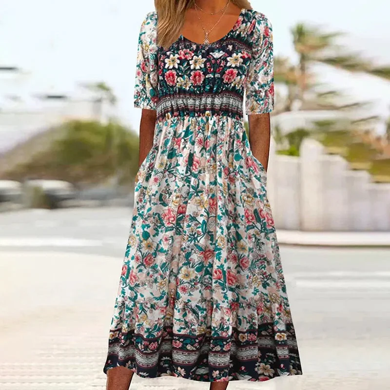 pleated dressVintage Floral Pleated Dress