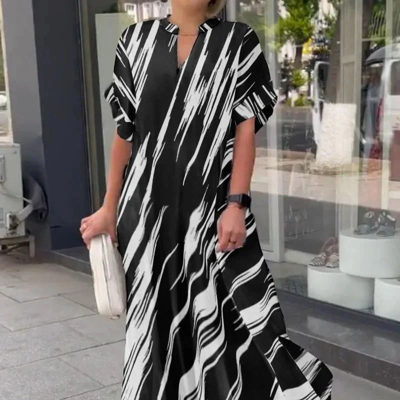 velvet dressSummer New Women's Loose Casual Slit Long Shirt Dress