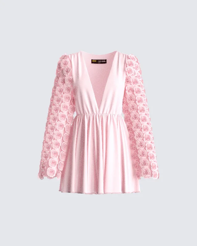 casual summer dressElvia Pink Pleated Flower Dress