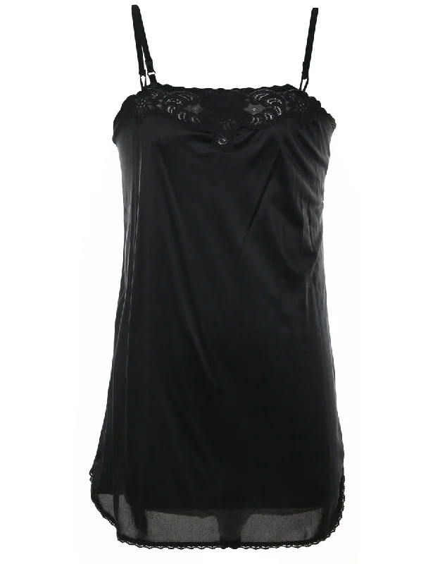 relaxed fit coatBlack Classic Lace Trim Slip Dress - M