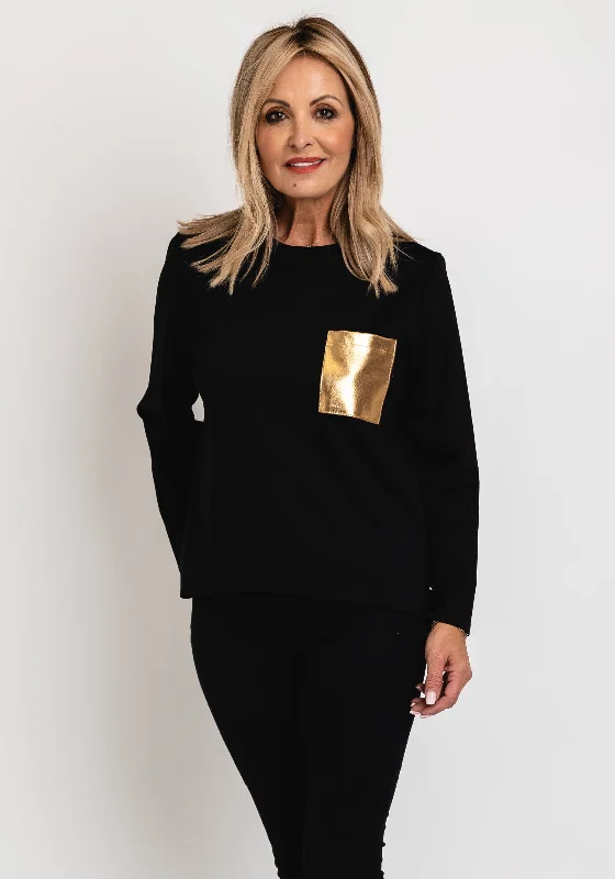 sleek hoodiesleek hoodieD.e.c.k by Decollage Gold Pocket Sweatshirt, Black