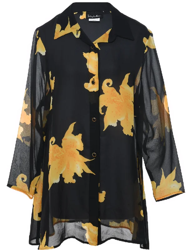 Markdown Madness Black Floral Blouse - L