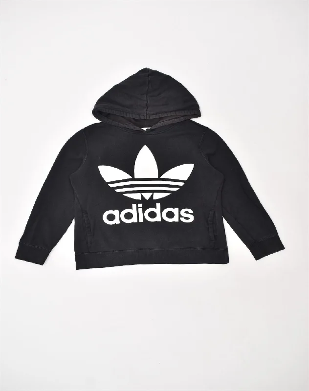 TIME-Limited Offer chic hoodieADIDAS Womens Graphic Oversized Hoodie Jumper UK 10 Small Black Cotton