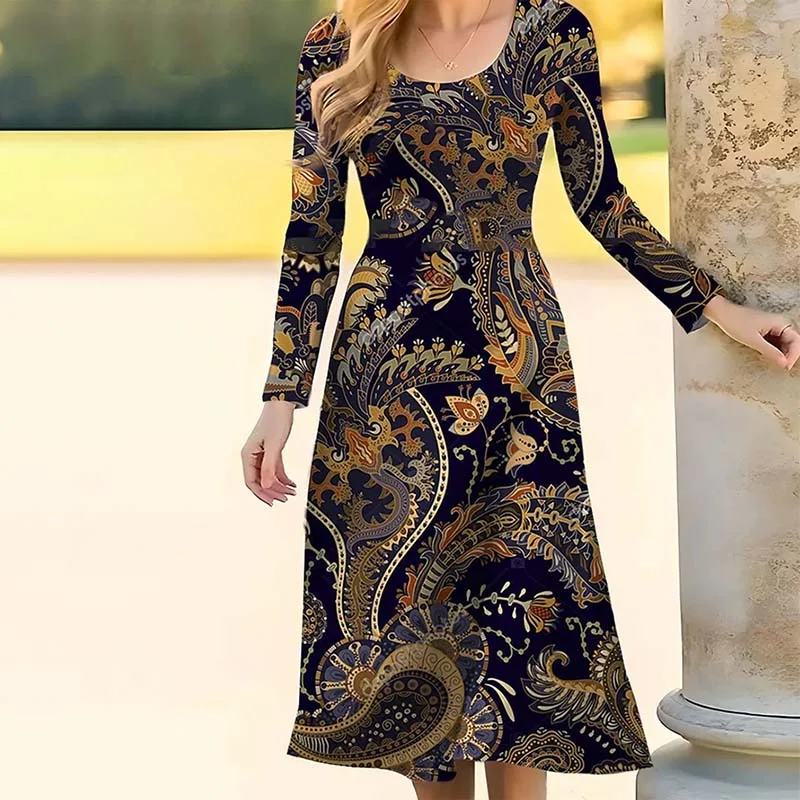 ashionable dressVintage Abstract Print Dress