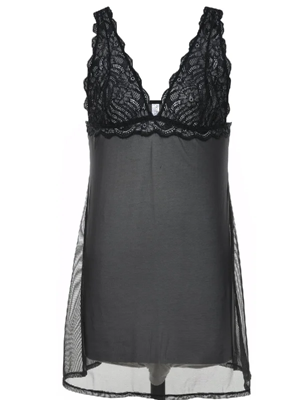 insulated coatBlack Sheer Lace Babydoll - M