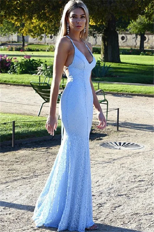 Epic Deals Chic Open Back Lace Evening Dress Mermaid Spaghetti Straps Baby Blue Fomral Evening Dress Epic Deals Chic Open Back Lace Evening Dress Mermaid Spaghetti Straps Baby Blue Fomral Evening Dress