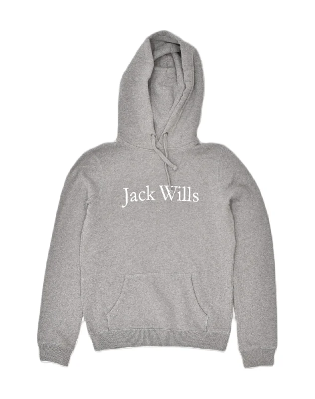 urban hoodieurban hoodieJACK WILLS Womens Graphic Hoodie Jumper UK 8 Small Grey Cotton Sports