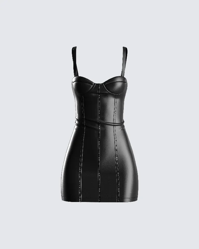 chic dressAlara Black Vegan Leather Dress