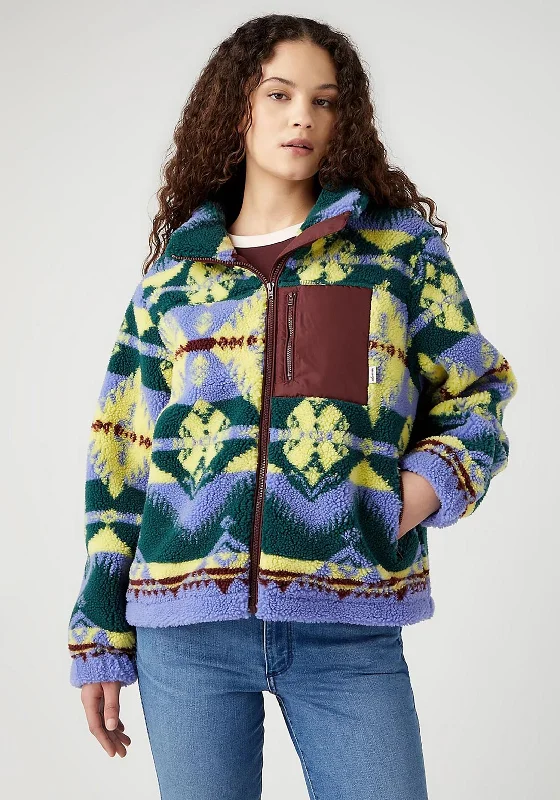 Don't Wait athletic hoodieWrangler Zip Through Aztec Print Sherpa Jacket, Very Peri
