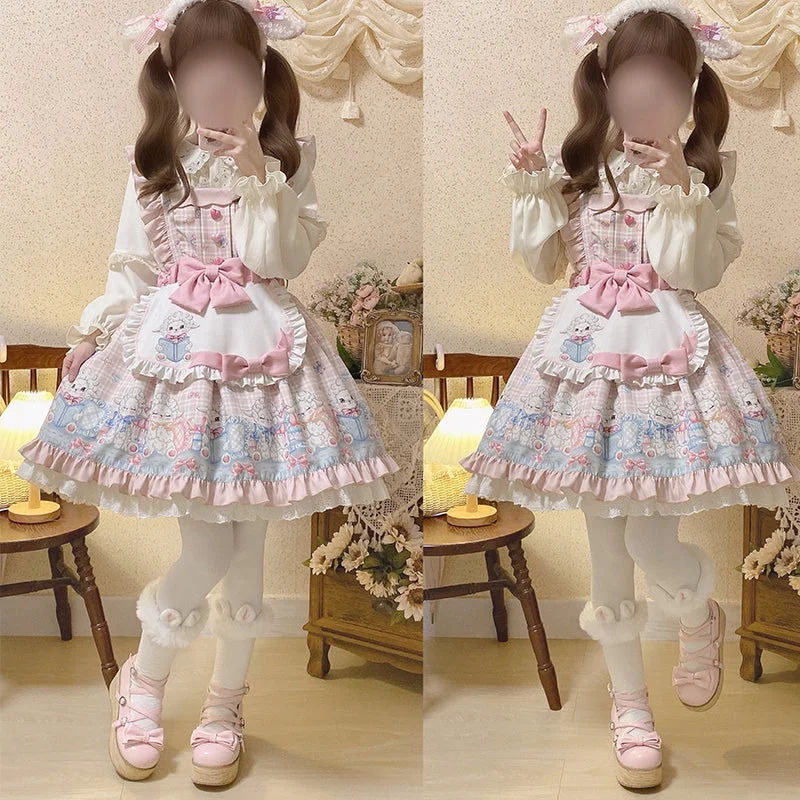 pink set ( dress+ side clip +apron+ blouse+brooch)