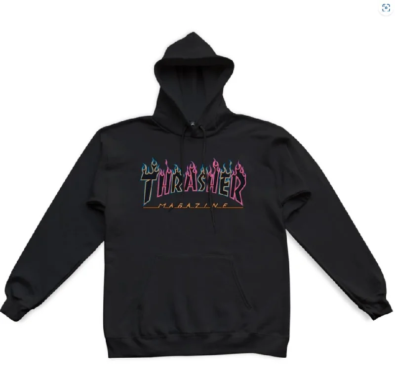 relaxed fit sports hoodieThrasher Double Flame Neon Hoody