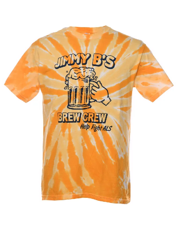 Discount Mania Tie Dye Yellow & Orange Jimmy B's Printed T-shirt - M