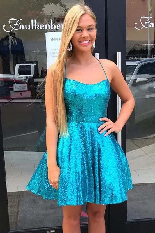 Sale Event Criss Cross A-Line Short Prom Dress Blue Sequins Homecoming Dress ANN5510 Sale Event Criss Cross A-Line Short Prom Dress Blue Sequins Homecoming Dress ANN5510