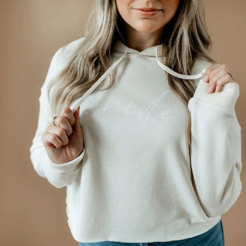 Massive Deals sleek sports hoodieBride (cursive) Cropped Sweatshirt