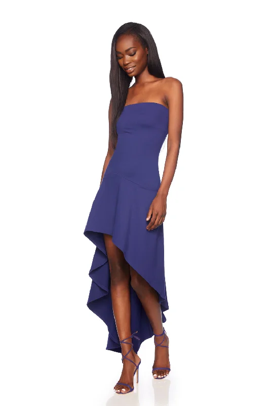 wrap-around dresshigh low ruffle dress