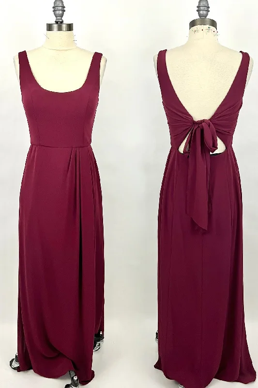 Huge Savings casual summer dressSimple Wine Red Scoop Long Bridesmaid Dress