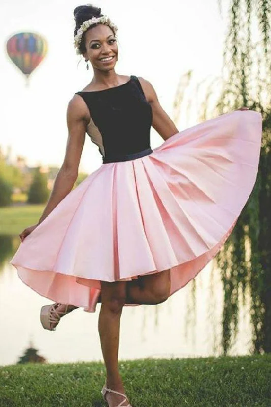 Factory Direct Sale Black and Pink Hi-lo Homecoming Dresses Sleeveless Cute Graduation Dress ANN5503 Factory Direct Sale Black and Pink Hi-lo Homecoming Dresses Sleeveless Cute Graduation Dress ANN5503