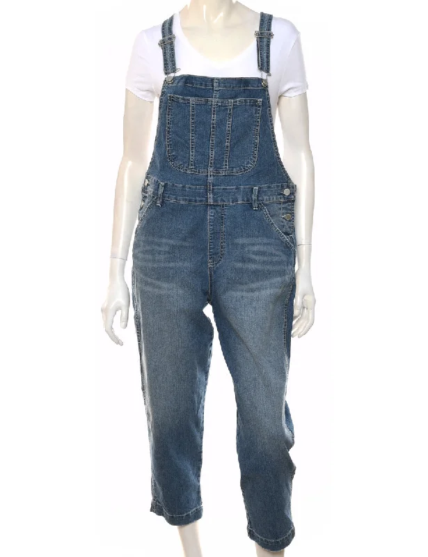 Deal Dash Jordache Cropped Medium Wash Skinny-Fit Dungarees - W36 L25