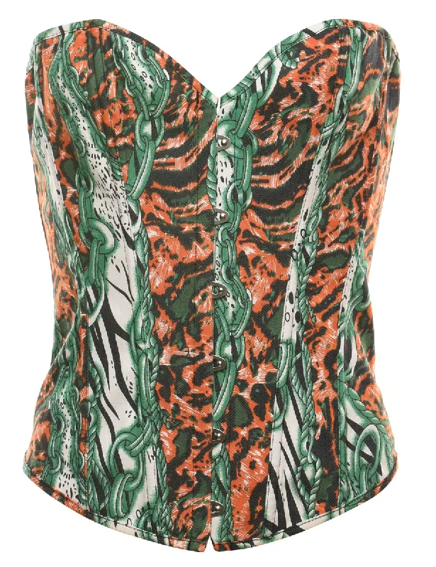 Don’t Miss Out Animal & Abstract Y2K Print Boned Corset - S