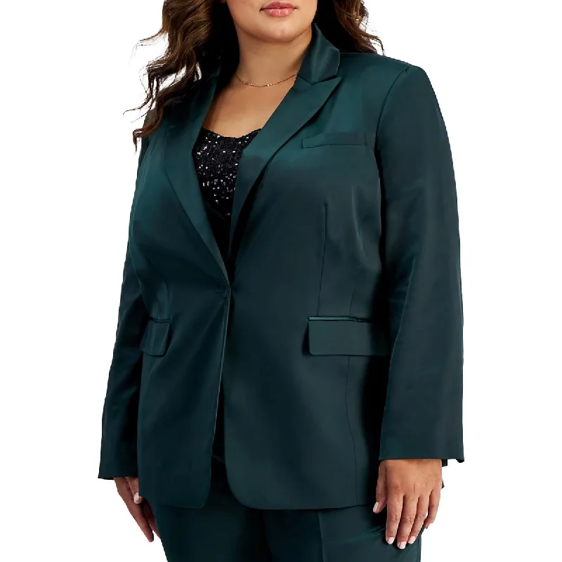 Buy Now Plus Womens Satin Business One-Button Blazer