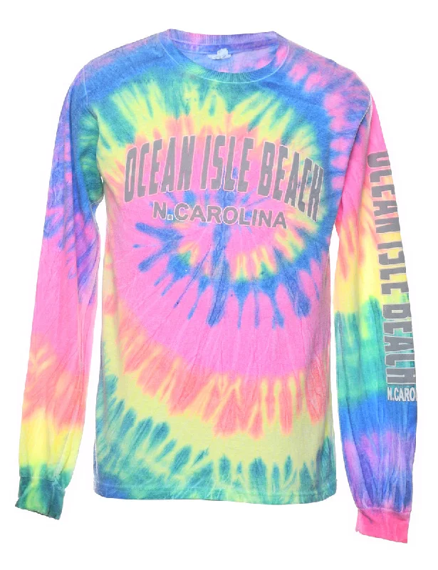 Flash Deals Tie Dyed Ocean Isle Beach Multi-Colour Printed T-shirt - S