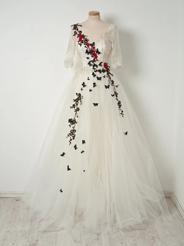 Fantastic Offers Half Sleeve Prom Dresses V-neck A Line Butterfly Prom Dress Long Evening Dress JKL1279 Fantastic Offers Half Sleeve Prom Dresses V-neck A Line Butterfly Prom Dress Long Evening Dress JKL1279