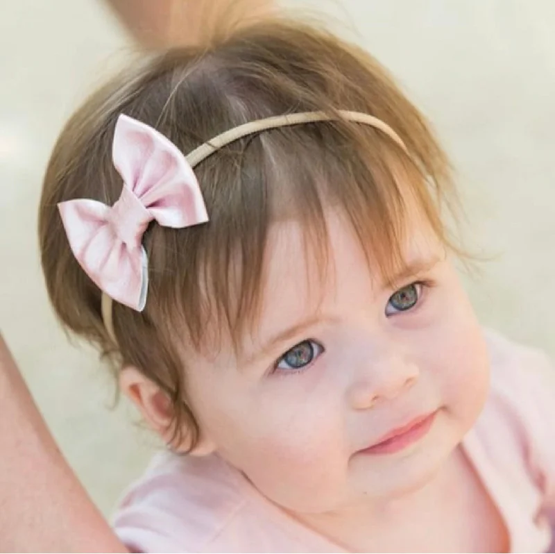 off-the-shoulder dressBaby Leather Bow Headbands