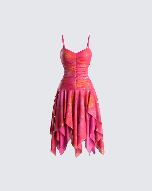 casual knit dressAlejandra Pink Handkerchief Dress