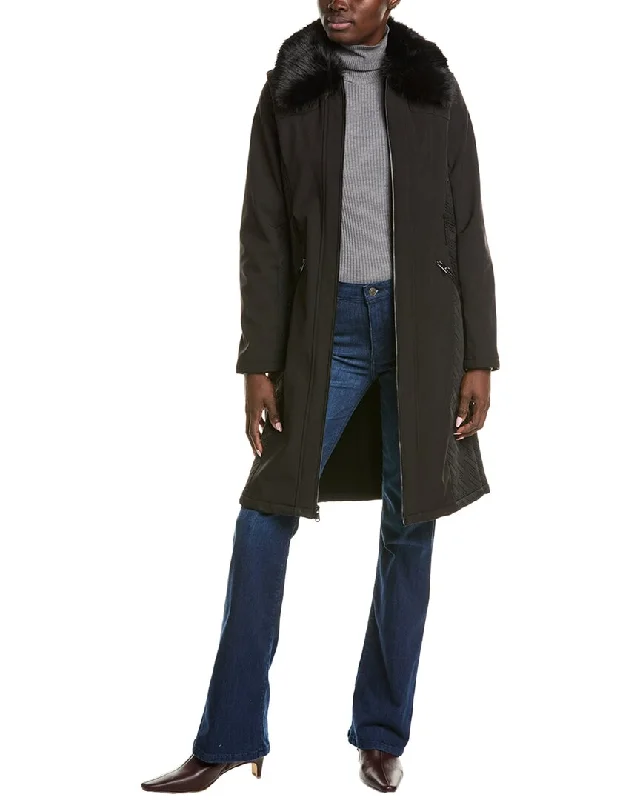 outdoor coatKenneth Cole Long Belted Soft Shell Coat