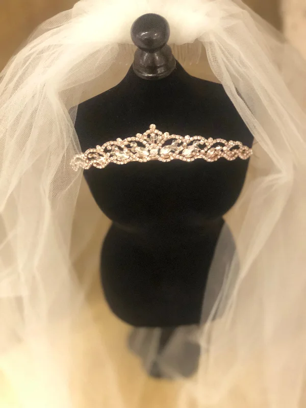 casual slip dressRose Gold Tiara with Veil