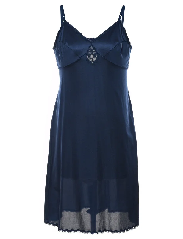 sporty outerwearNavy Lace Slip Dress - S