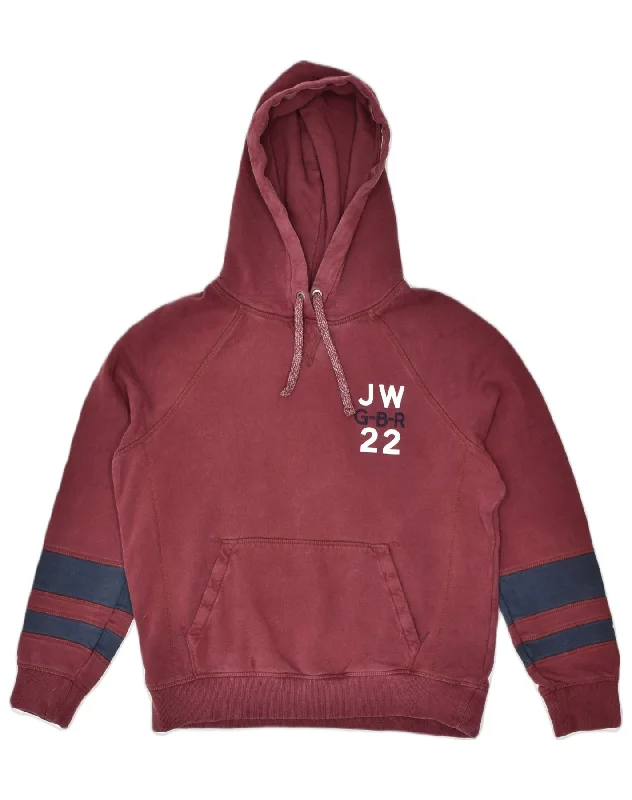 high-fashion hoodiehigh-fashion hoodieJACK WILLS Womens Graphic Hoodie Jumper UK 14 Medium Maroon Colourblock