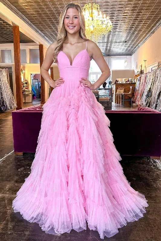 Shop and Save shift dressPink V-Neck Empire Waist Tiered Long Prom Dress with Ruffles Shop and Save shift dressPink V-Neck Empire Waist Tiered Long Prom Dress with Ruffles
