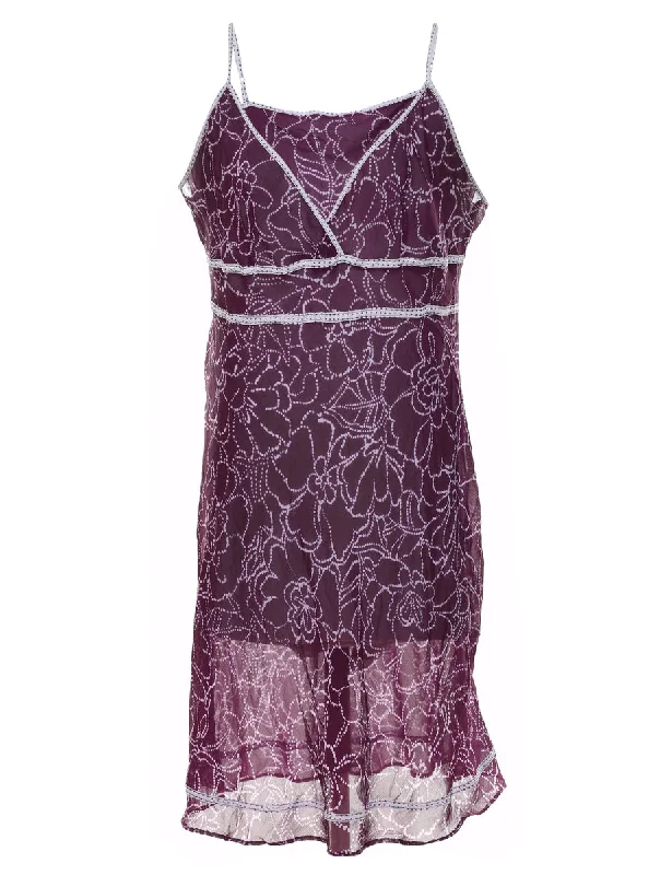 Instant Discount Purple & Pale Pink Floral Slip Dress - M