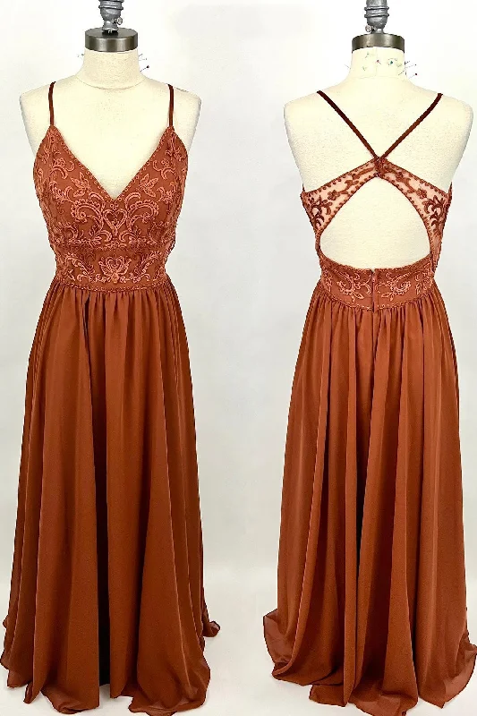 Great Deals vintage-inspired dressRust Orange Lace and Chiffon A-line Long Bridesmaid Dress Great Deals vintage-inspired dressRust Orange Lace and Chiffon A-line Long Bridesmaid Dress