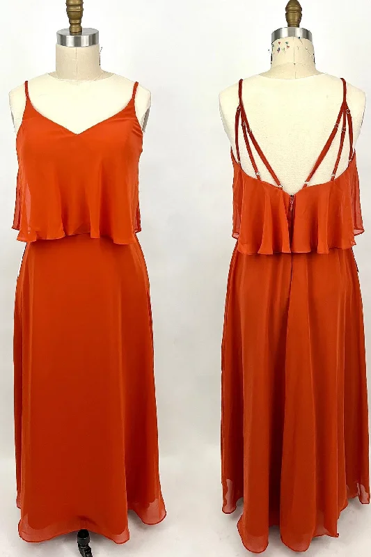 Daily Specials sleeveless dressStraps Flounce Orange Chiffon Long Bridesmaid Dress