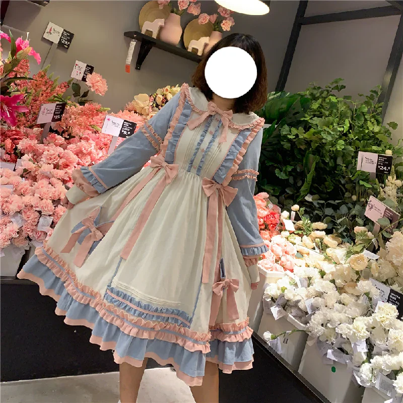 one-shoulder dressNiu Niu~Plus Size Lolita Dress Oversized OP Long Sleeve