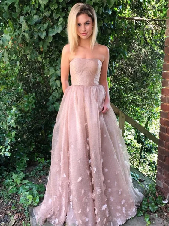 Huge Discounts Beautiful Prom Dresses Strapless A-line Hand-Made Flower Long Chic Lace Prom Dress JKL1285 Huge Discounts Beautiful Prom Dresses Strapless A-line Hand-Made Flower Long Chic Lace Prom Dress JKL1285