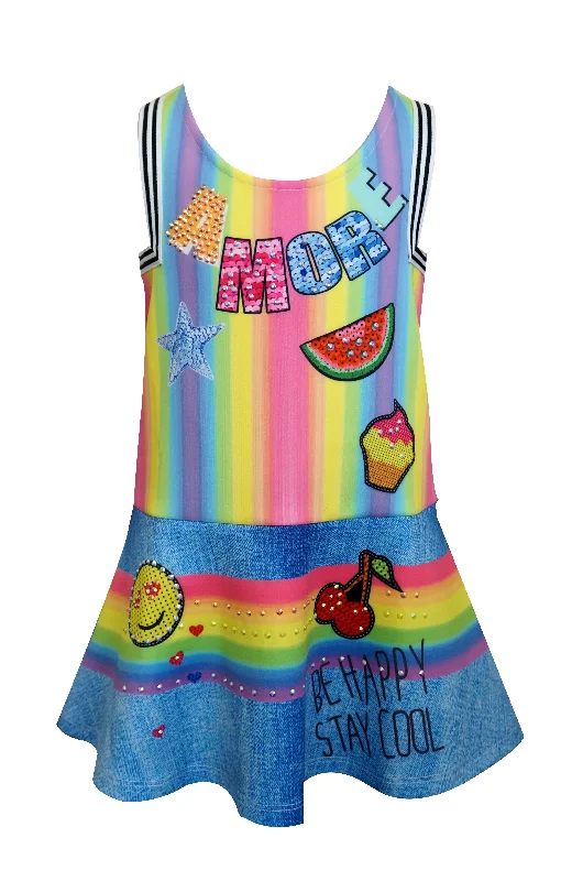 trendy dressBaby Sara Rainbow Patch Dress