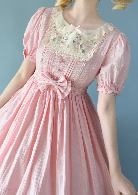 pink long-sleeved long dress