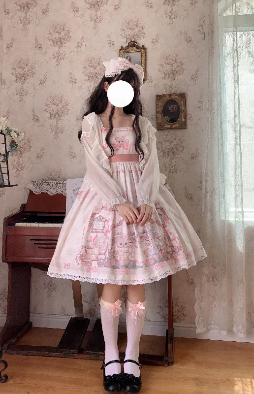 Final Clearance elegant dress(Buy for me) Sugar Girl~Bear Tea Party~Sweet Lolita JSK and Headdress Final Clearance elegant dress(Buy for me) Sugar Girl~Bear Tea Party~Sweet Lolita JSK and Headdress