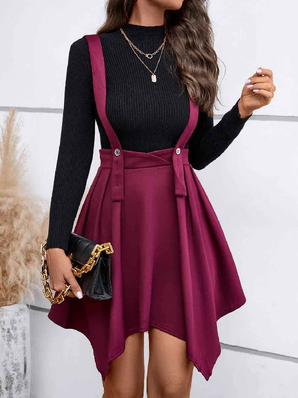 luxury dressZip Back Buttoned Overall Skirt Dress