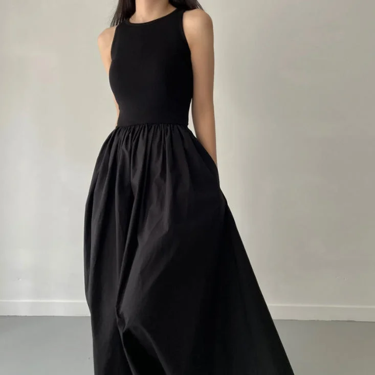 fitted cocktail dressNew Patchwork Long Women's Design Slim Fit Large Skirt Temperament Long Dress