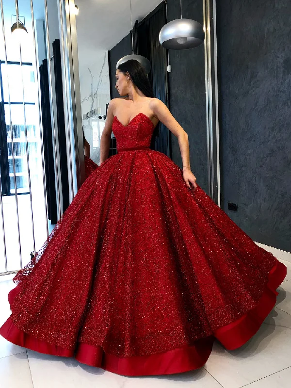 Mega Deal Ball Gown Prom Dresses Sweetheart Red Lace Long Luxury Sparkly Prom Dress JKL1311 Mega Deal Ball Gown Prom Dresses Sweetheart Red Lace Long Luxury Sparkly Prom Dress JKL1311