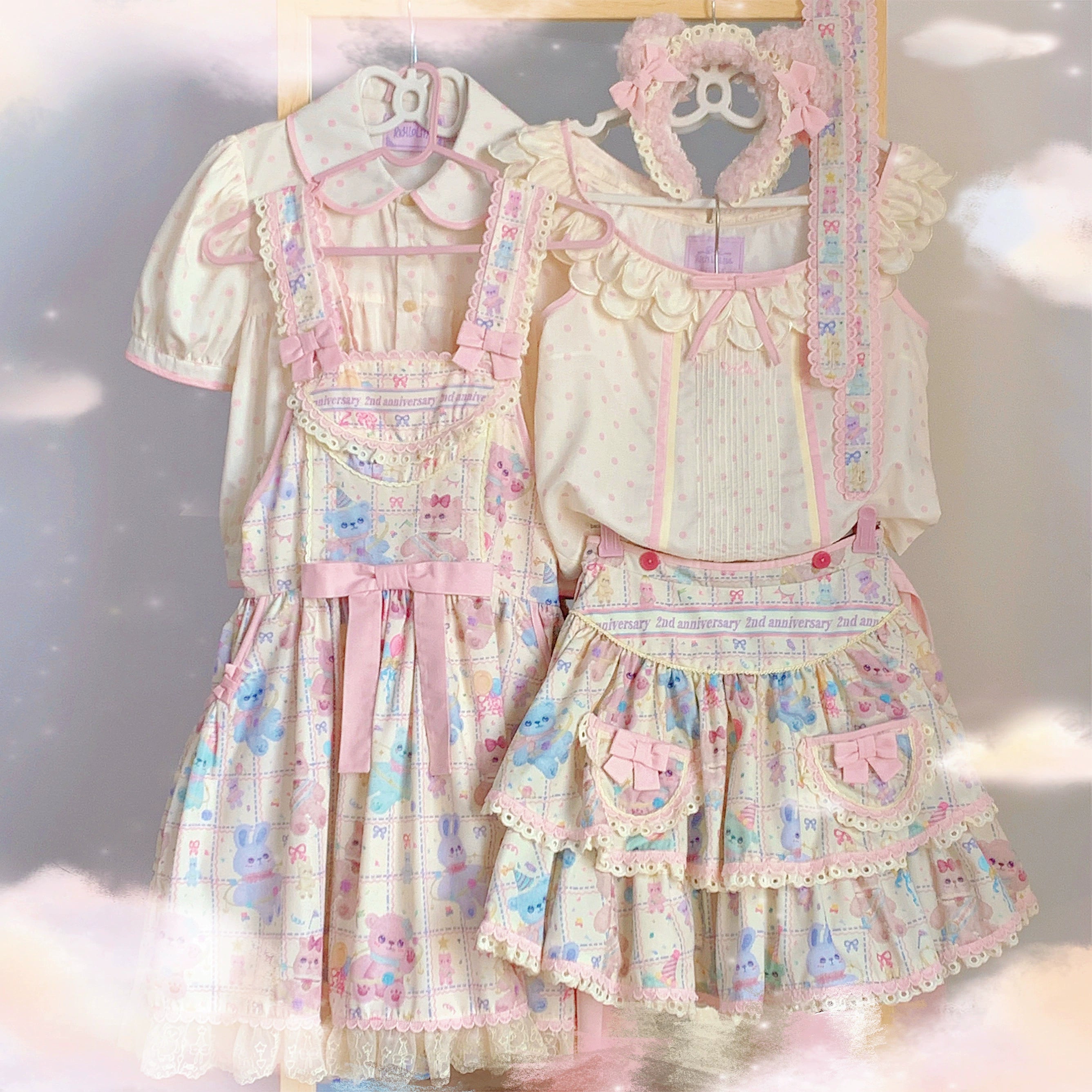 stylish dressRichLolita~Starry Pudding Bear~Sweet Lolita Jumper Dress Printed OP Dress