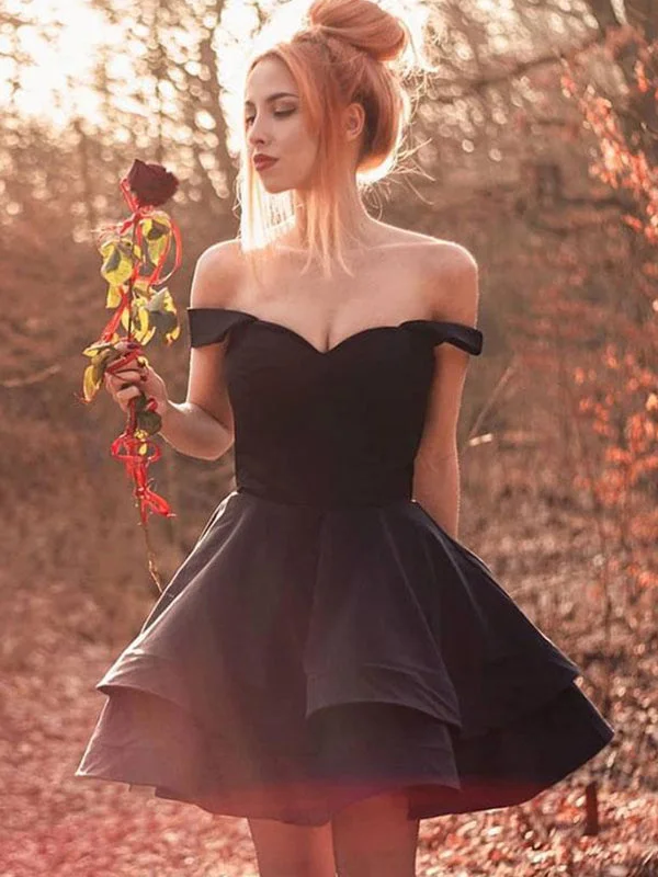 Sale Event Off the Shoulder Ball Gown Black Simple Homecoming Dress V-Neck Short Prom Dress NA6904 Sale Event Off the Shoulder Ball Gown Black Simple Homecoming Dress V-Neck Short Prom Dress NA6904
