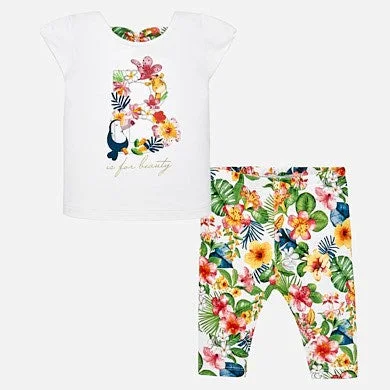 long-sleeve floral dressTropical t-shirt and legging set