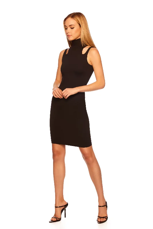 modern dressmock neck double strap dress