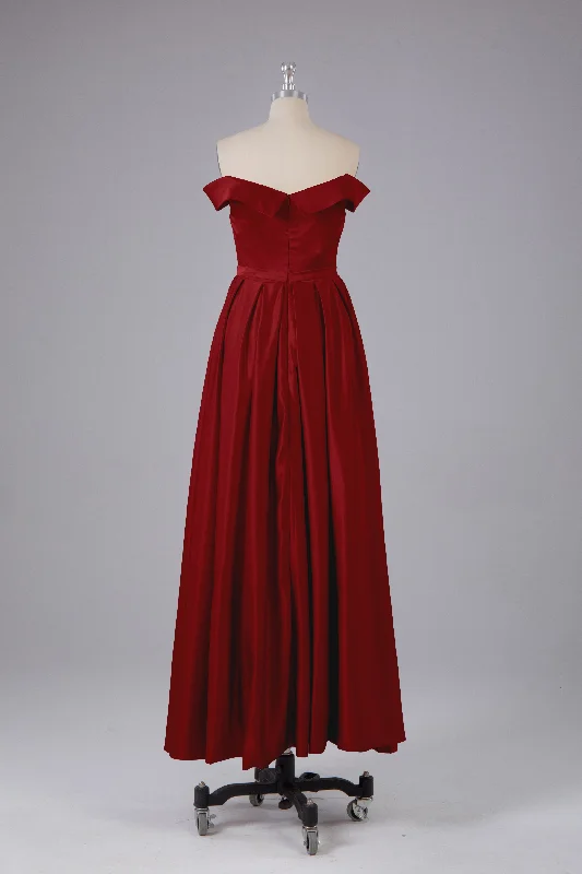 Closeout Elegant Off the Shoulder Satin Bridesmaid Dresses